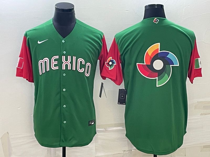 Men 2023 World Cub Mexico Blank Green Nike MLB Jersey5->more jerseys->MLB Jersey